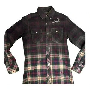 IZREEL by KAZUERO TARAKURA Mens Flannel  Long Sleeve Shirt